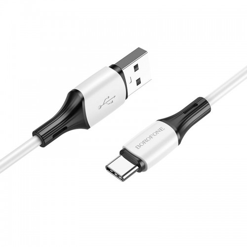 Кабель BOROFONE BX79 USB - Type-C 3A, 1 м, силиконовый, силиконовые коннекторы, белый