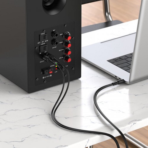 Аудиокабель BOROFONE BL11 3,5 мм (штекер) — двойной тюльпан RCA, ПВХ, 1,5 м, чёрный