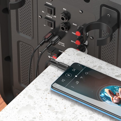 Аудиокабель BOROFONE BL11 3,5 мм (штекер) — двойной тюльпан RCA, ПВХ, 1,5 м, чёрный