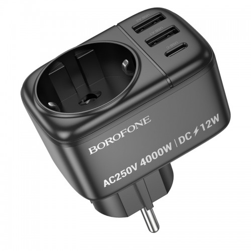 Сетевой фильтр BOROFONE BAC14 Wide настенная розетка на 1 гнездо (1C2A) (EU/GER) Черный