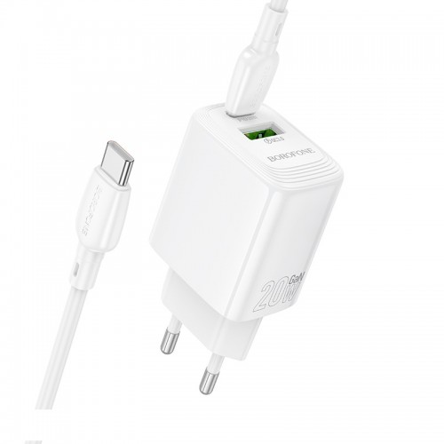 Сетевое зарядное устройство BOROFONE BN27 Fuente PD20W+QC3.0 charger (EU) White