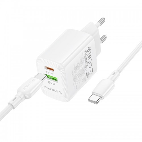 Сетевое зарядное устройство BOROFONE BN27 Fuente PD20W+QC3.0 charger (EU) White