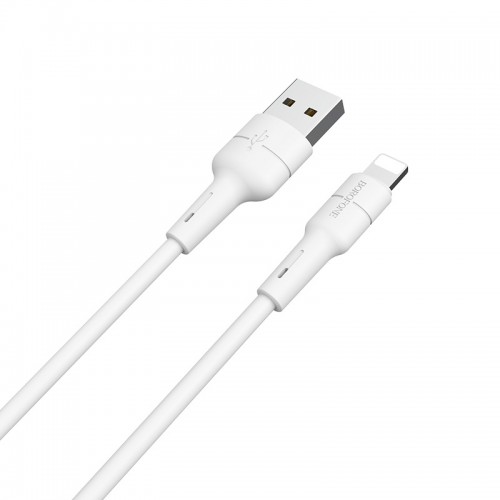 Кабель BOROFONE BX30 USB to iP 2.4A, 1 м, силикон, разъёмы TPE, белый