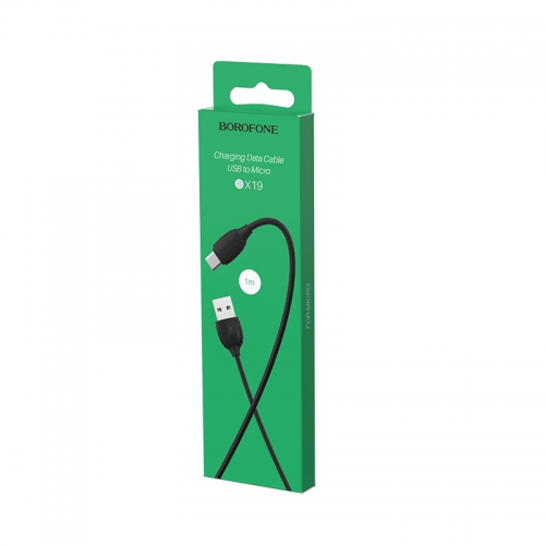 Кабель BOROFONE BX19 USB to Micro 2.4A, 1m, PVC, TPE connectors, Black