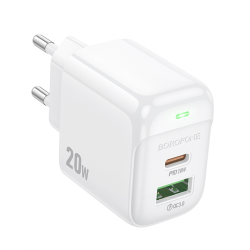Сетевое зарядное устройство BOROFONE BAS44A Potential PD20W+QC3.0 charger(EU) Белый