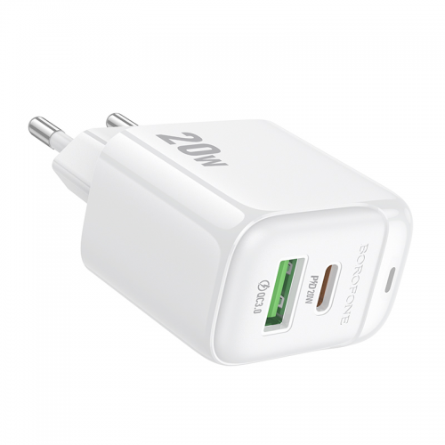 Сетевое зарядное устройство BOROFONE BAS44A Potential PD20W+QC3.0 charger(EU) Белый