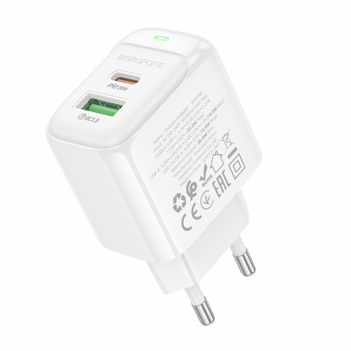 Сетевое зарядное устройство BOROFONE BAS44A Potential PD20W+QC3.0 charger(EU) Белый