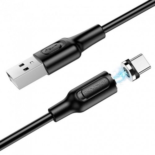 Кабель BOROFONE BX41 USB — Type-C 2.4A, 1 м, ПВХ, разъёмы ПВХ, магнитный, чёрный
