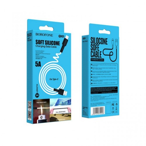Кабель BOROFONE BX31 USB — Type-C 3A, 1 м, силикон, разъёмы TPE, белый