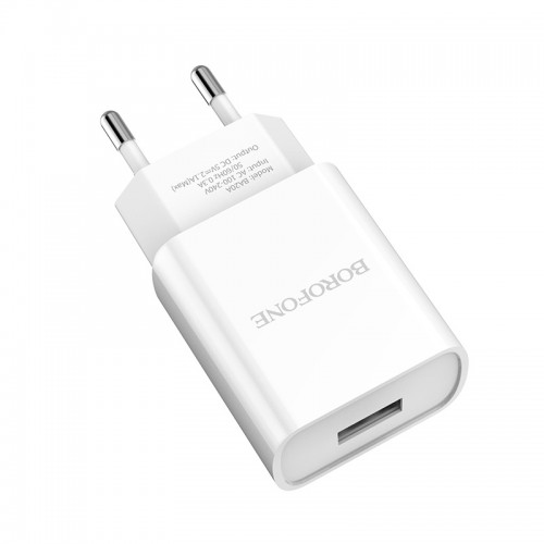 Мережевий зарядний пристрій з кабелем BOROFONE BA20A Sharp single port charger set(Type-C) 10.5W White