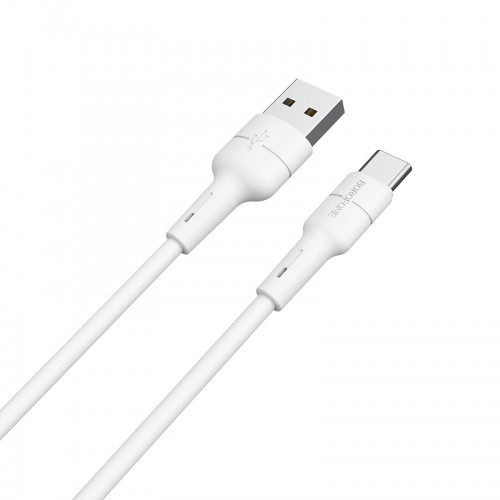 Кабель BOROFONE BX30 USB - Type-C, 3A, 1 м, силикон, разъёмы TPE, белый