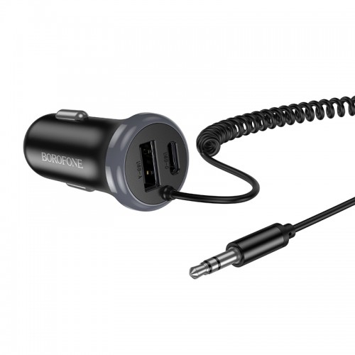 Bluetooth-ресивер BOROFONE BC64 Contento dual-port car BT receiver with built-in cable Black
