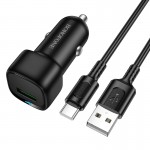 Автомобільний зарядний пристрій BOROFONE BZ34 Cloud single port QC3.0 car charger set(Type-C) Black