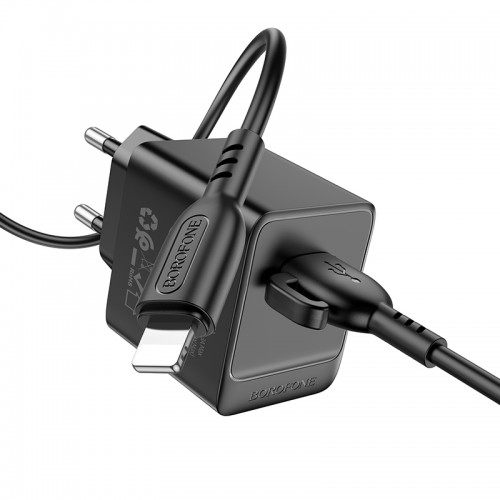 Мережевий зарядний пристрій BOROFONE BAS11A Erudite single port charger set(iP) Black
