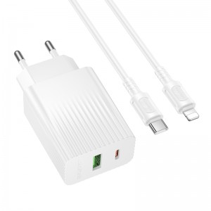 Сетевое зарядное устройство BOROFONE BAS76A Source PD30W+QC3.0, комплект зарядного устройства (C to iP), белый
