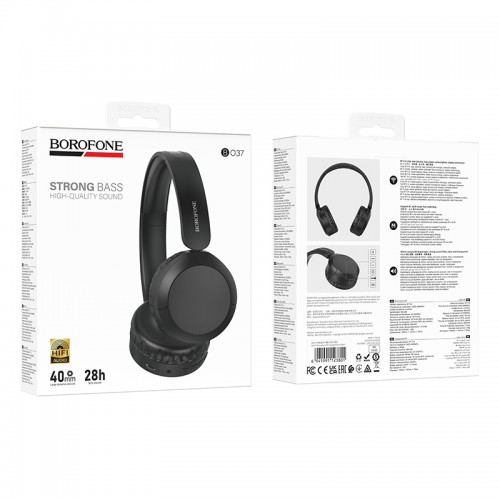 Бездротові накладні навушники BOROFONE BO37 Marvellous BT headphones Black