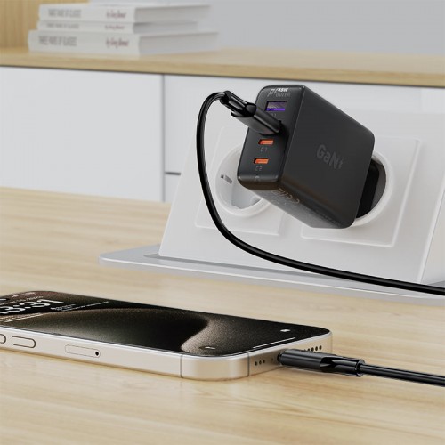 Кабель ACEFAST C17-04 USB-A to USB-C silicone charging data cable Black