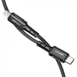 Кабель ACEFAST C1-01 Type-C на iP 3A, 1,2 м, нейлон, алюминиевые коннекторы, чёрный
