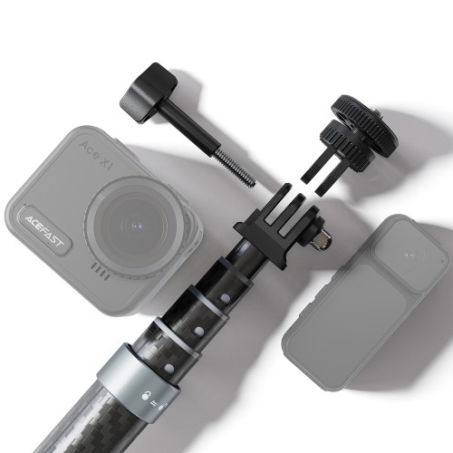 Монопод ACEFAST E38 1.2m carbon fiber telescopic selfie stick Gray-Black