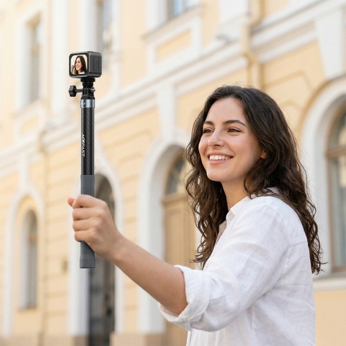 Монопод ACEFAST E38 1.2m carbon fiber telescopic selfie stick Gray-Black