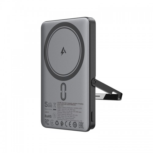Зовнішній акумулятор ACEFAST M16-5000 PD18W ultra-thin magnetic wireless charging power bank with stand Black