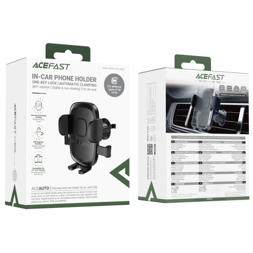 Автодержатель для телефона ACEFAST D56 с фиксацией одной кнопкой, автомобильный держатель для решётки вентиляции, чёрный
