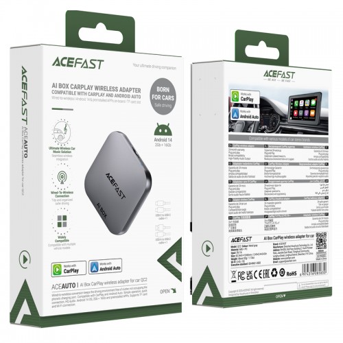 Адаптер ACEFAST QC2 AI Box CarPlay wireless adapter for car Metal Gray