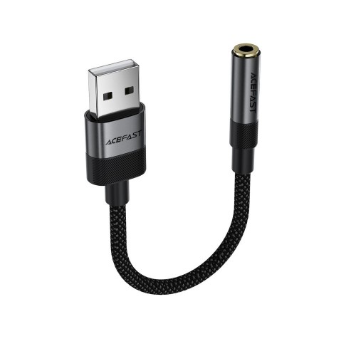 Аудіокабель ACEFAST J13 USB-A to 3.5mm female, nylon braid, 0.15m, Black