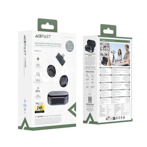 Беспроводная микрофонная система ACEFAST R3 dual-mic (Type-C) Black