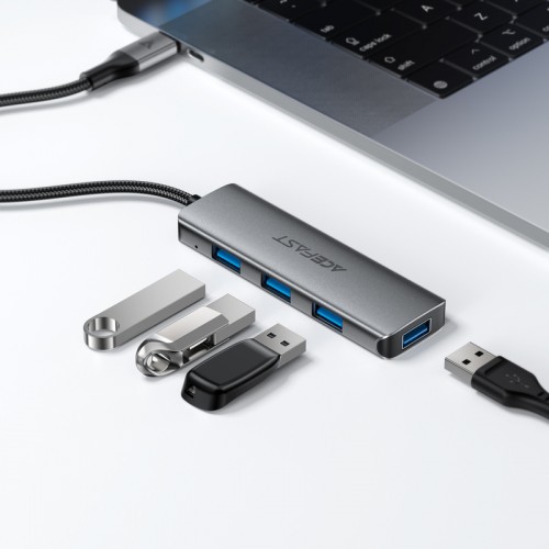 USB-хаб ACEFAST J15 USB-C 4-в-1 HUB Металлический серый