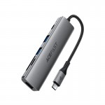 USB-хаб ACEFAST J18 USB-C 6-in-1 HUB docking station Metal Gray