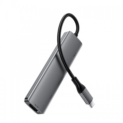 USB-хаб ACEFAST J18 USB-C 6-в-1 HUB док-станция, серый металлик