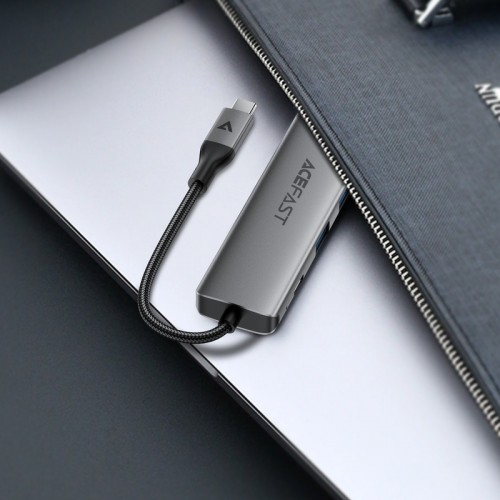 USB-хаб ACEFAST J18 USB-C 6-в-1 HUB док-станция, серый металлик