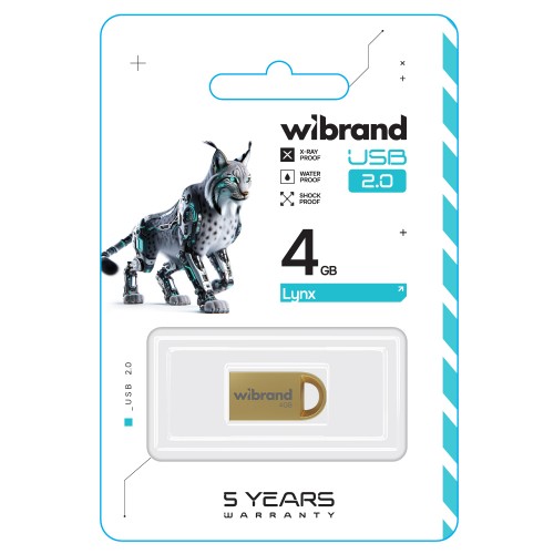 Флеш-накопичувач Wibrand USB 2.0 Lynx 4Gb Gold