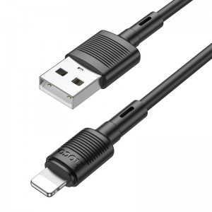 Кабель HOCO X83 USB на iP 2.4A, 1 м, ПВХ, разъёмы ПВХ, чёрный