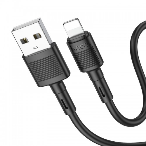 Кабель HOCO X83 USB на iP 2.4A, 1 м, ПВХ, разъёмы ПВХ, чёрный