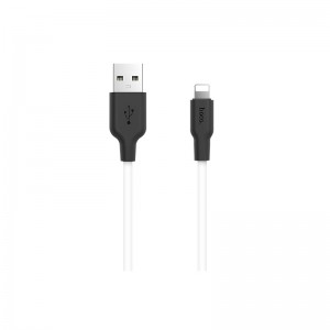 Кабель HOCO X21 USB — iP, 2А, 1 м, силикон, разъёмы TPE, чёрный+белый