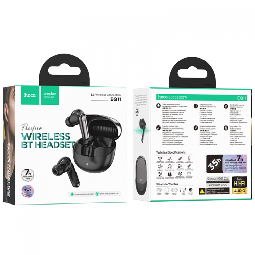 Беспроводные наушники HOCO EQ11 Pacifico true wireless BT headset Black
