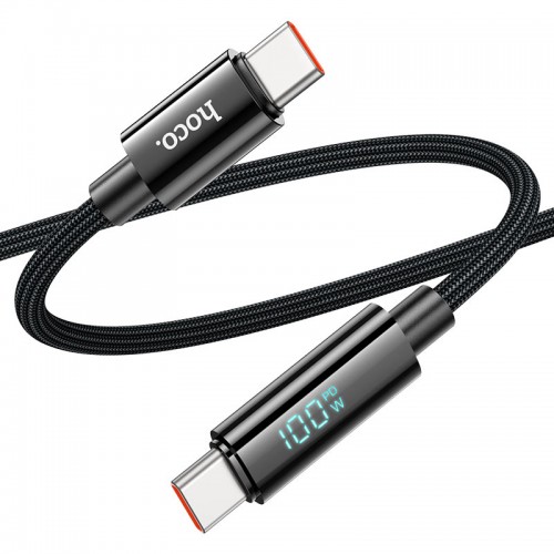 Кабель HOCO U125 Benefit 100W charging data cable with display Type-C to Type-C Black