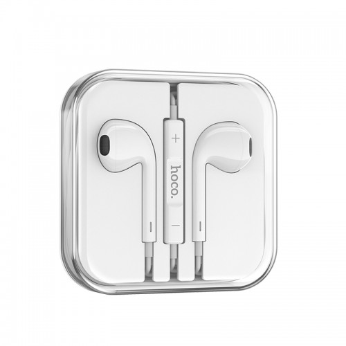 Наушники HOCO M101 Crystal joy проводные наушники с управлением на кабеле с микрофоном, белые