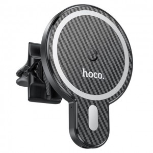 Автодержатель для телефона с БЗП HOCO CA85 Ultra-fast magnetic wireless charging car holder Black