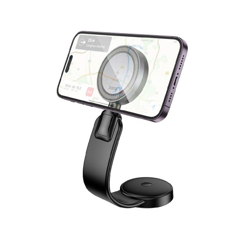 Автодержатель для телефона с БЗП HOCO HW29 Totem ring magnetic wireless fast charging car holder (центральная консоль) Black Metal Gray