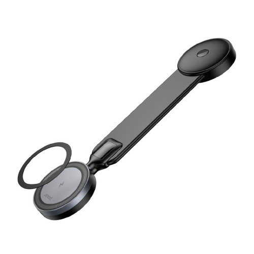Автодержатель для телефона с БЗП HOCO HW29 Totem ring magnetic wireless fast charging car holder (центральная консоль) Black Metal Gray