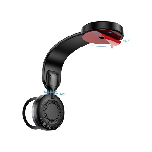 Автодержатель для телефона с БЗП HOCO HW29 Totem ring magnetic wireless fast charging car holder (центральная консоль) Black Metal Gray