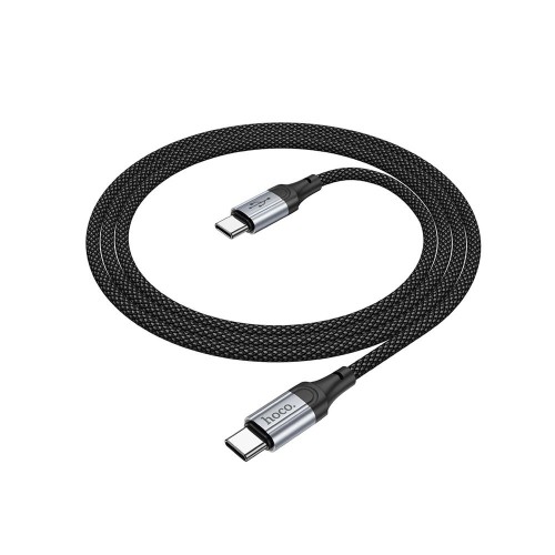 Кабель HOCO X102 Type-C to Type-C 3A, 1m, nylon, aluminum connectors, Black