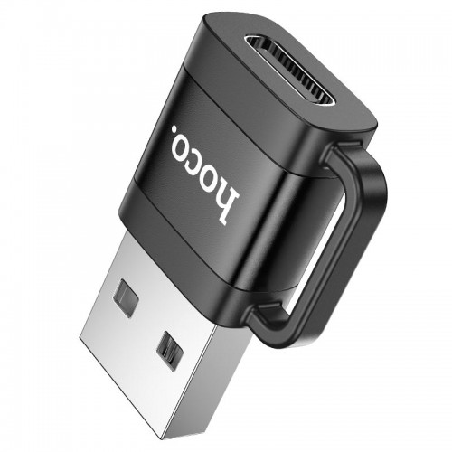 Адаптер HOCO UA31D USB папа — Type-C мама, USB 2.0, чёрный