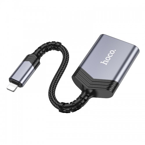 Кардридер HOCO UA25 2-in-1 card reader iP Metal Gray