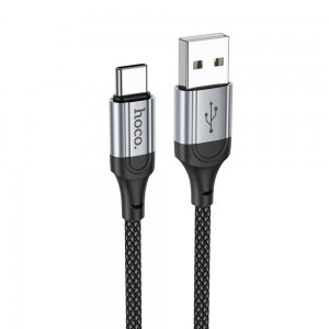 Кабель HOCO X102 USB to Type-C 3A, 1m, nylon, aluminum connectors, Black