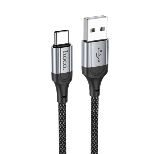 Кабель HOCO X102 USB to Type-C 3A, 1m, nylon, aluminum connectors, Black