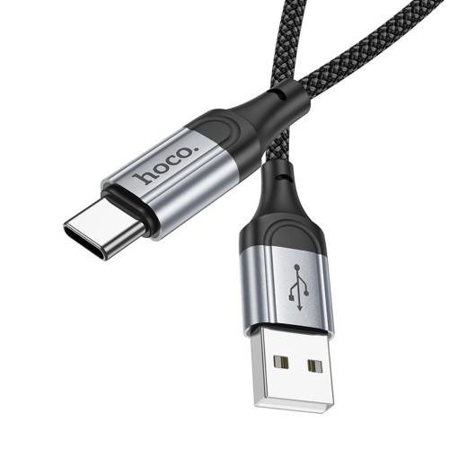 Кабель HOCO X102 USB to Type-C 3A, 1m, nylon, aluminum connectors, Black